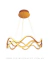 Lustre Pendente Maré com LED integrado da Sindora, design moderno com formas onduladas e cor dourada. Lustres Gênesis loja online de Lustres e Iluminação Decorativa