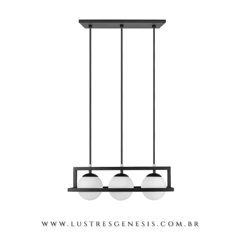 Lustre Pendente Saturno Preto com Globos Leitosos Lustres Gênesis Site online venda de Lustres e Iluminação