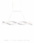 Lustre Pendente de LED Moderno Infinito Preto instalado em uma sala de jantar moderna com mesa de madeira e cadeiras acolchoadas DCD03029  Lustres Gênesis - o melhore site da Internet para comprar Lustre