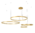 Lustre pendente 4 Rings Alianças douradas, design moderno em LED, para sala de jantar e estar. Lustres Gênesis loja online de Lustres e Iluminação Decorativa