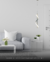 Pendente Moderno Zeon Branco em uma sala de estar elegante. Lustres Gênesis loja online de Lustres e Iluminação Decorativa