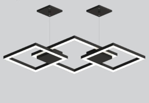 Lustre Pendente Moderno Tuile 93,5cm com design geométrico em preto e branco. Lustres Gênesis Site online venda de Lustres e Iluminação