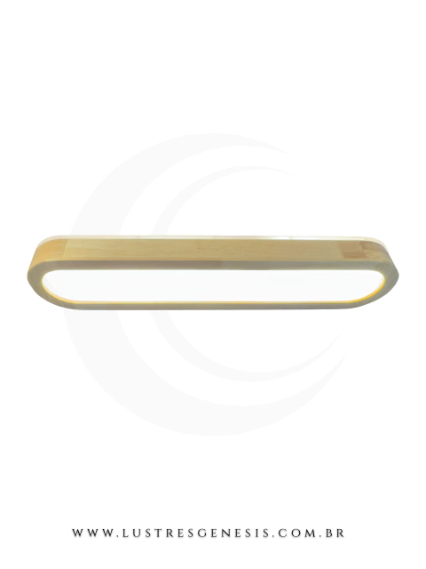 Plafon de madeira Ligna 95cm retangular com três iluminações, ideal para quartos, sala de estar e escritório da marca Nitrolux