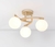 Luminária de teto moderna com três globos brancos em estrutura espiral. Lustres Gêneis loja online de Lustres e Iluminação Decorativa