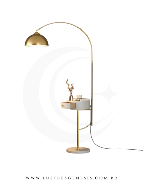 Coluna Moderna Mesa Lateral com Gaveta e Indução de Carregamento Pompeia Para Sala de Estar, Quartos e Escritórios