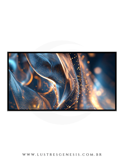 Quadro moderno com arte abstrata nas cores azul e dourado, ideal para decoração de salas, quartos e escritórios.