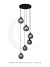 Lustre Pendente Sarvah Moderno 6 Globos Fumê Espelhado (Importado) Para Escadas e Casas Pé Direito Duplo e Alto. - loja online