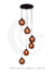 Lustre Pendente Sarvah Moderno 6 Globos Fumê Para Escadas e Casas Pé Direito Duplo e Alto.