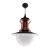 Luminária pendente colonial Spantigo I com acabamento rústico e cúpula de vidro branco, ideal para áreas externas. Lustres Gênesis loja online de Lustres e Iluminação Decorativa