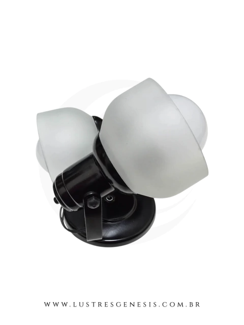 Arandela spot de vidro duplo colorido para parede, ideal para uso interno e externo, com base preta e cúpulas foscas.