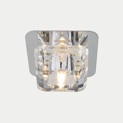 Spot embutido quadrado pequeno em cristal transparente para teto de gesso Lustres Gênesis loja online de Lustres e Iluminação Decorativa