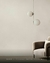 Pendente Moderno Oriana/2 com globos leitosos em ambiente de sala de estar Lustres Gênesis Site online venda de Lustres e Iluminação