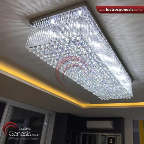Lustre de Cristal Retangular para Sala de Jantar Lustres Gênesis loja online de Lustres e Iluminação Decorativa