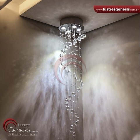 Lustre Plafon de Cristal Caracol Espiral para Lavabos, Banheiros, Quartos e Cabeceira de Cama. Lustres Gênesis loja online de Lustres e Iluminação Decorativa