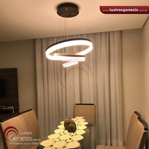 Lustre de cristal Aliance 3 Anel iluminando uma elegante sala de jantar com controle remoto de iluminação sindora DCD01145  O melhor site de lustre e Iluminação decorativa Lustres Gênesis