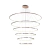 Lustre pendente de LED moderno com seis anéis dourados brilhantes em tamanhos decrescentes, ideal para pé direito duplo e escadas. Lustres Gênesis loja online de Lustres e Iluminação Decorativa