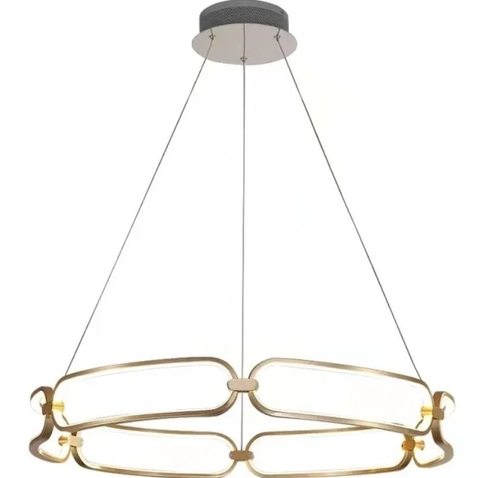 Lustre pendente moderno aliança dourado de 60cm para sala de jantar, quartos e sala de estar. Lustres Gêneis loja online de Lustres e Iluminação Decorativa