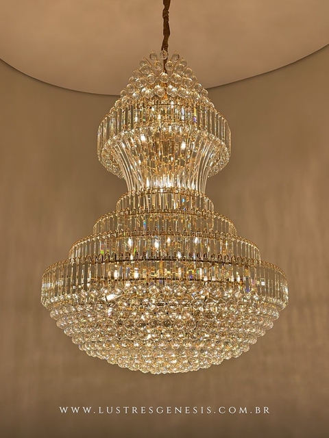Lustre de Cristal Las Vegas Cristais Transparente Ø110x160 para Casas com Pé Direito Duplo e Buffet - comprar online