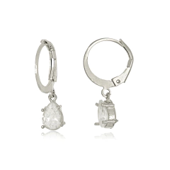 BRINCO ARGOLA GOTINHA ZIRCÔNIA RÓDIO SEMIJOIA