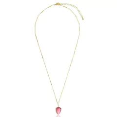 GARGANTILHA GOTA MAGENTA BANHO OURO SEMIJOIA
