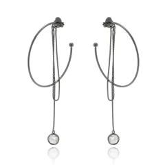 BRINCO ARGOLA CORRENTE PINGENTE ZIRCÔNIA SEMIJOIA