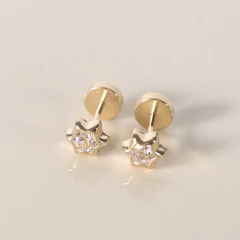 PAR DE ABRIDORES ORO 18kts cubic estrella en internet