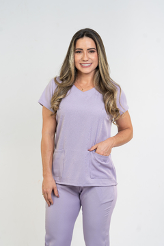 Pijama Cirúrgico Feminino Alfa Lilás Lavanda - VESTCIA