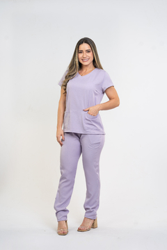 Pijama Cirúrgico Feminino Alfa Lilás Lavanda - loja online