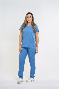 Pijama Cirúrgico Feminino Alfa Azul Real - VESTCIA