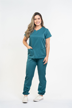 Pijama Cirúrgico Feminino Alfa Verde Petróleo