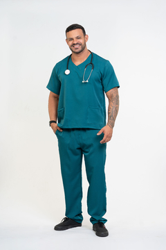Pijama Cirúrgico Masculino Alfa Verde Petróleo