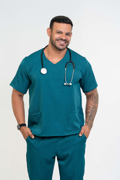 Pijama Cirúrgico Masculino Alfa Verde Petróleo - comprar online