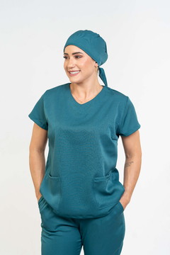 Pijama Cirúrgico Feminino Alfa Verde Petróleo - comprar online