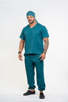 Pijama Cirúrgico Masculino Alfa Verde Petróleo - loja online
