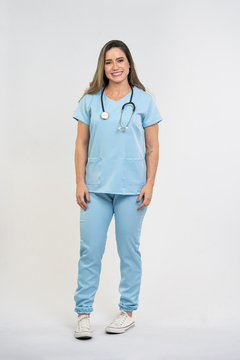 Pijama Cirúrgico Feminino Alfa Azul Claro - loja online