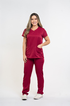 Pijama Cirúrgico Feminino Alfa Marsala