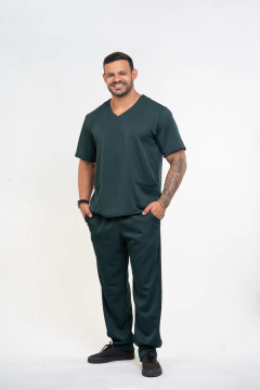 Pijama Cirúrgico Masculino Alfa Verde Escuro
