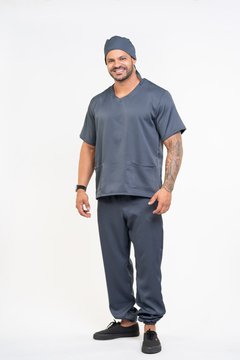 Pijama Cirúrgico Masculino Alfa Cinza Chumbo - loja online