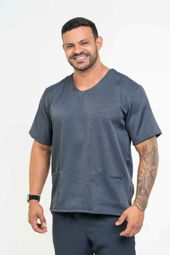 Pijama Cirúrgico Masculino Alfa Cinza Chumbo