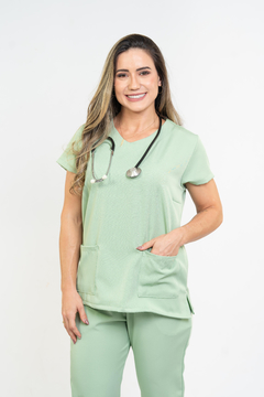 Pijama Cirúrgico Feminino Alfa Verde Sálvia - comprar online