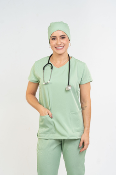 Pijama Cirúrgico Feminino Alfa Verde Sálvia - VESTCIA