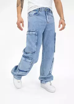 Jean doble cargo azul (146b) - SAMCRO REMERAS 
