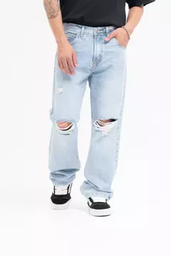 JEAN BAGGY AZUL CON ROTURAS (210) en internet
