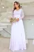 Vestido Longo,Cor Branco,Tecido  Piquet c/ Renda, Manga Longa