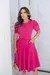 Vestido Midi,Cor pink,Tecido em  Piquet com elastano, Manga Princesa 