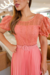 Vestido Longuete,Plissado,Cor Rosa,Tecido Renda Arrastão com saia em Malha.