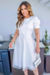 Vestido Midi,Cor Branco,Tecido Crepe c/ Saia em Tule forrada 