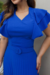 Vestido Midi,Cor Azul,Tecido em Crepe Plissado, Malha Paris