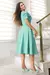 Vestido Midi,Cor Verde claro,Tecido em  Piquet com elastano, Manga Princesa 