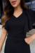Vestido Midi,Cor Preto,Tecido em Crepe Plissado, Malha Paris